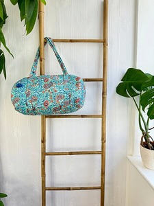 Indian Cotton Duffle Tote Bag Women <b>Quilted</b> Floral Bohemian Block Print Perfect <b>Summer</b> Winter Beach Travel Handmade Vintage Bag - Product Image 4