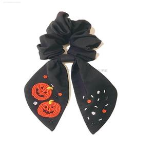 Bordado de Halloween con cuentas Scrunchie personalizado con cuentas scrunchie accesorios para el cabello estilo a mano con cuentas lazo para el cabello - Product Image 5