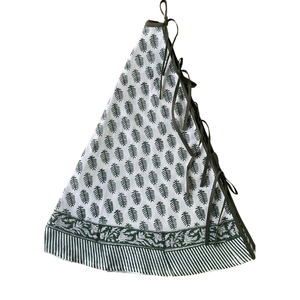 Falda de árbol de Navidad con estampado de hojas de bloque de mano indio, borde decorativo de Hotel para el hogar festivo, decoraciones elegantes para árboles de Navidad - Product Image 3