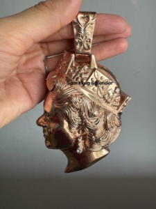 Pendentif Hip Hop Reine Élisabeth en argent 925 plaqué or rose, moissanite double face, bijoux fins, pendentifs, breloques, cadeau - Product Image 3