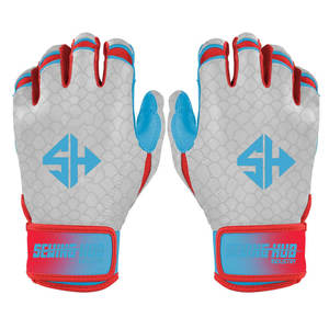 Guantes de bateo de béisbol de diseño personalizado para equipos Guantes de bateo de béisbol de cuero Cabretta de puño corto de alta demanda - Product Image 1