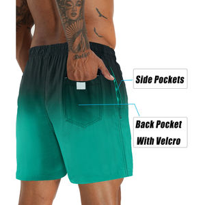 Vente en gros Short de bain personnalisé pour hommes, extensible dans les 4 sens, short de plage pour surfeur à séchage rapide avec taille haute, sans bretelles, sportif et respirant - Product Image 2