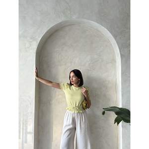 Blusa a Cuadros Verde Pistacho para Mujer con Cinturón, Camisa de Moda al por Mayor Topshow - Product Image 4