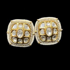 Luxury Women's <b>Small</b> Diamond <b>Studs</b> and Golden Blush <b>Earrings</b> Set for Parties and Weddings Brass Material Gift Jewelry - Product Image 1