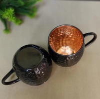 Tasses à café en cuivre pur martelé de haute qualité, écologiques, avec couvercle et poignée, ensemble de tasses à Moscow Mule pour bar et fêtes