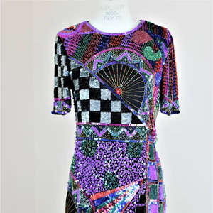 Elegante vestido de noche de longitud completa para mujer, Media manga, malla de poliéster, exquisito bordado, cuentas, lentejuelas, adorno de lentejuelas, perlas - Product Image 1