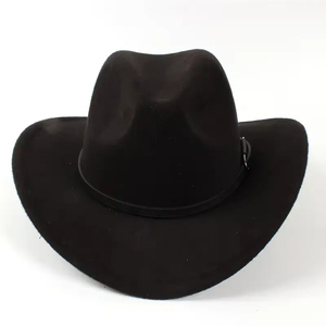 Sombrero de vaquero occidental de estilo Vintage para hombre, sombrero de ala ancha de cuero de vaca para ropa informal, cuero genuino para adultos - Product Image 5
