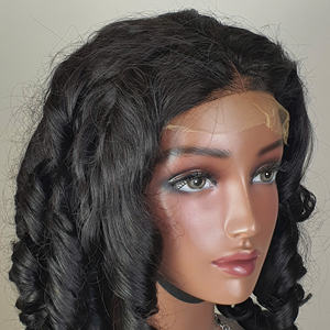 Perruques de cheveux humains de couleur naturelle de haute qualité Super Double dessiné vendeur de cheveux vietnamiens crus oeuf bouclé avec fermeture dentelle 5x5 - Product Image 3