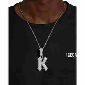 จี้ตัวอักษร K ทอง 14K ประดับมอยซาไนต์ ดีไซน์หรูหราสำหรับผู้หญิง - Product Image 2