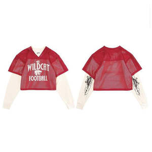 เสื้อยืดแขนยาวสองชั้นผ้าฝ้าย100% สำหรับผู้ชายลำลองฮิปฮอปพิมพ์ลายตาข่ายสีทึบปรับแต่งได้ - Product Image 3