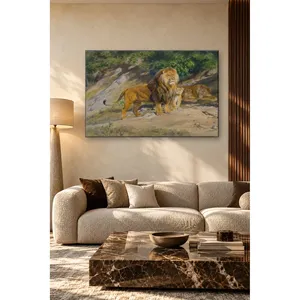 Impression sur toile Fida Rosa Bonheur : Famille de lions sur un versant de colline - Product Image 5