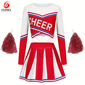 ชุดยูนิฟอร์มเชียร์ลีดเดอร์ของผู้หญิงผ้าโพลีเอสเตอร์น้ำหนักเบาแห้งเร็วสีกำหนดโลโก้ได้เอง - Product Image 2
