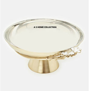 Vente en gros de grande qualité marbre blanc rond de qualité alimentaire porte-gâteau plateau à gâteau base en métal doré - Product Image 5