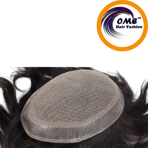 OME Men's Indian Remy Human Hair Toupee Silk Base Front Hair System Natural Hairline Bleached Knots 100% Density Light <b>Brown</b> - Product Image 2