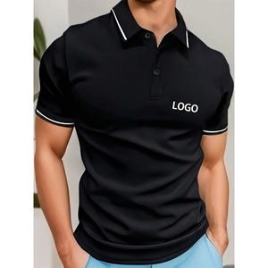 Camisa Casual Ligera de Manga Corta para Hombre, Ajuste Musculoso, Tejido de Punto Suave, Cuello con Botones, Logotipo Estampado, Venta al Por Mayor - Product Image 1