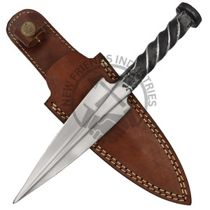 Demonio de doble filo forjado a mano ferrocarril Spike cuchillo completo Tang mango trenzado acero de alto carbono 58-60HRC funcional Camping DIY - Product Image 2