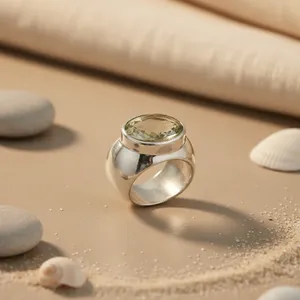 Green Amethyst Women's 925 Sterling <b>Silver</b> Gold Plated Bezel Setting <b>Emerald</b> Cut Luxury Gemstone <b>Ring</b> for Gift & Everyday Wear - Product Image 3