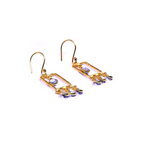 ต่างหูบุษราคัมสีน้ำเงินที่กำลังมาแรงชุบทองทำด้วยมือ925เงินสเตอร์ลิงมีค่าสำหรับเพื่อนๆ - Product Image 1