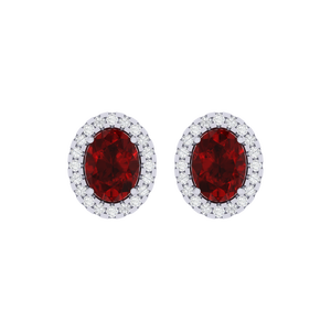 Boucles d'oreilles clous en argent sterling plaqué or blanc avec rubis taille ovale 8,0 mm x 11,8 mm 2,5 carats, accessoire de mode - Product Image 5