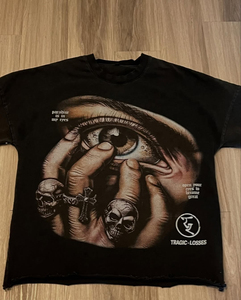 Camiseta de gran tamaño desgastada con lavado ácido para hombre, Camiseta de algodón pesado DTG con estampado gráfico, ropa de calle Boxy Fit - Product Image 4