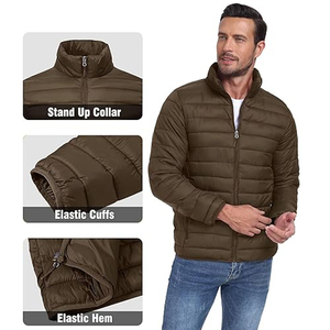 Veste d'hiver matelassée pour homme sur mesure, coupe-vent, fermeture éclair intégrale, col montant, marron, veste en duvet tendance, chaude, logo personnalisé, livraison DDP - Product Image 4