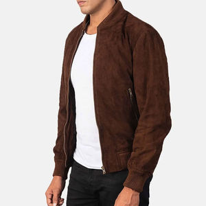 Chaqueta de Invierno para Hombre, Personalizada, de Lona y Cuero de Gamuza, con Cuello Alto, Ligera, Transpirable, Resistente al Viento, con Logotipo Frontal - Product Image 2