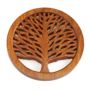 Salvamanteles de Madera Tallada a Mano con Diseño de Árbol de la Vida, Decoración de Cocina, Resistente al Calor de 5 mm, Diseño Moderno, Ecológico y Personalizable - Product Image 1