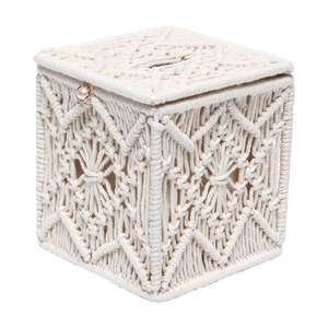 Reactangular-cubierta de caja de pañuelos Bohemia con hebilla de cuentas, tejido a mano de algodón para servilletas, organizador para fiesta - Product Image 2