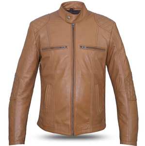 Chaqueta de piel de vaca de alta calidad para hombre, recién llegado, chaqueta de motorista marrón, diseño informal, chaqueta de moto auténtica de invierno, calle principal - Product Image 1