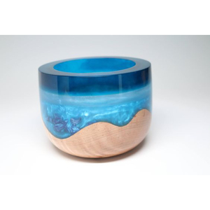 Bol de service en bois en résine rose moderne supérieur fait à la main de taille moyenne idéal pour les collations et la vaisselle à manger - Product Image 5