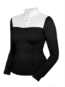 Chemise d'équitation pour femmes chemisier d'équitation coupe ajustée avec matière extensible à séchage rapide pour les spectacles d'équitation - Product Image 6