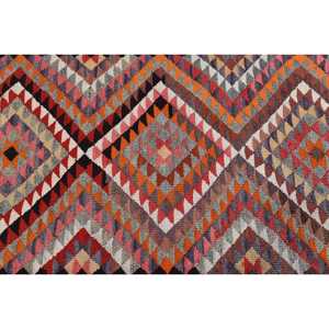2.7x10.6 ft Vintage Kilim Rug, <b>Red</b> Floral Turkish <b>Wool</b> Rug - Product Image 5