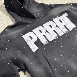 Fabricants de vêtements personnalisés sweat à capuche avec fermeture éclair automne sweats à capuche surdimensionnés unisexe Streetwear strass sweats à capuche par URBANGAZER Ind - Product Image 3