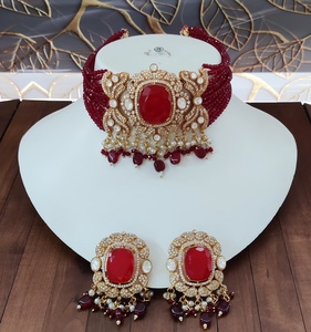 Premium lujoso Moissanite Polki Doublet piedra gargantilla collar conjunto diseño étnico tradicional Ideal para celebraciones especiales - Product Image 4