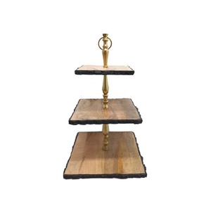 Finitions noires nouvelle conception support de gâteau en bois de forme ronde pour présentoir de fête d'anniversaire de mariage en vrac personnalisé - Product Image 6