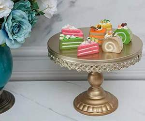 Merveilleux Design Forme Ronde Plaqué Or Gâteau et Dessert Stand Deluxe Qualité Grande Taille Support à Pâtisserie en Métal - Product Image 4
