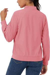 Chaqueta Bomber ligera de satén personalizada para mujer con 5 bolsillos, prendas de vestir informales con cremallera para invierno y logotipo bordado personalizado - Product Image 2