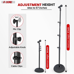 5Core Mic <b>Stand</b> Floor Adjustable Universal Heavy Duty <b>Microphone</b> <b>Stands</b> Round Base Soporte De microfono - Product Image 4