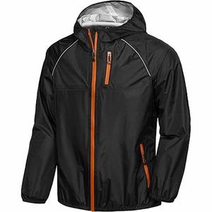 Manteau de pluie long personnalisé imperméable pour homme avec capuche à cordon de serrage et boutons, par Dress Sports - Product Image 2