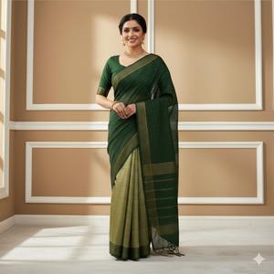 ส่าหรีผ้าไหมทัสซาร์แท้หลากสีสำหรับผู้หญิงงานฝีมือชั้นเยี่ยมและสง่างามสำหรับงานเฉลิมฉลองและงานรื่นเริงจากอินเดีย - Product Image 1