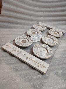 Posavasos de conchas con bandeja de acrílico, con mango de perla madre y seis plataformas y posavasos de perla madre - Product Image 5