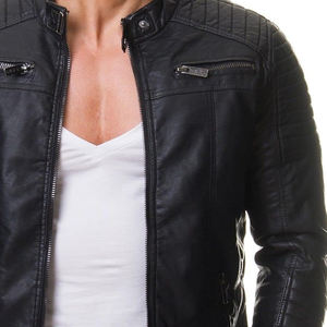 Blouson en cuir pour homme décontracté personnalisable Bomber Logo Service OEM pour l'hiver Blousons vierges - Product Image 4