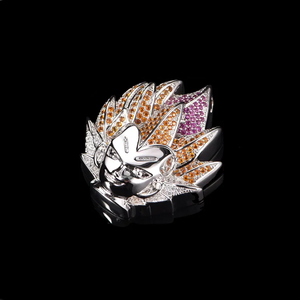 Colgante de Pelo con Púas Estilo Iced Out para Hombre, Colgante de Piedras Multicolores con Acabado Plateado, Colgante Hip Hop, Joyería de Diseño Único y Brillante - Product Image 3