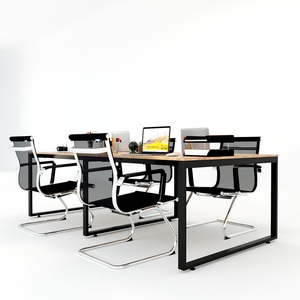 HBRT012 Mesa Modular Minimalista para 4 Personas, 120x240cm, Rectangular, Requiere Doble Ensamblaje, Muebles de Oficina, Patas de Acero - Product Image 3
