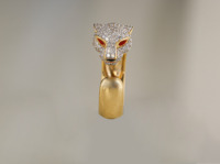 Bague Ouverte Tête de Léopard en Or Certifiée IGI, Diamant Taille Brillant, Bijoux de Luxe Hip Hop, Unisexe, pour Mariage, Anniversaire, Fête