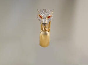 Joyería de marca de lujo Hip hop diamante cabeza de leopardo anillo abierto corte redondo laboratorio cultivado diamantes para hombres - Product Image 3