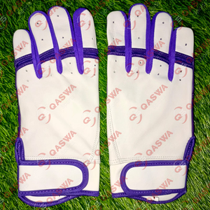 Guantes de Bateo Deportivos de Cuero Premium, Color Morado y Blanco, Agarre Duradero, Transpirables, Cómodos, Ecológicos, Ligeros, con Muñequera Ajustable - Product Image 5