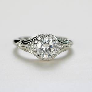 Anillo de diamante de corte redondo Vintage Art Deco, Plata de Ley 925, moissanita Original, elegante joyería fina, regalo para bodas y fiestas - Product Image 1