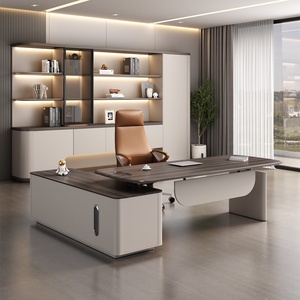 Modern Executive L Shaped Office <b>Desk</b> <b>Solid</b> <b>Wood</b> Dual Motor Electric Height Adjustable Standing Workstation Luxury Commercial - Product Image 2