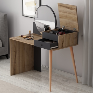 โต๊ะ M001แต่งหน้าไม้โอ๊คธรรมชาติสีแอนทราไซต์หรูหราทันสมัยสไตล์หรูหราใช้สำหรับเฟอร์นิเจอร์ห้องนอน - Product Image 3